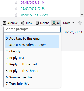 Prompts menu button